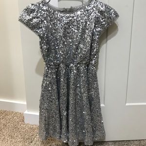 Girls Silver Sequins Gap Dress size Medium